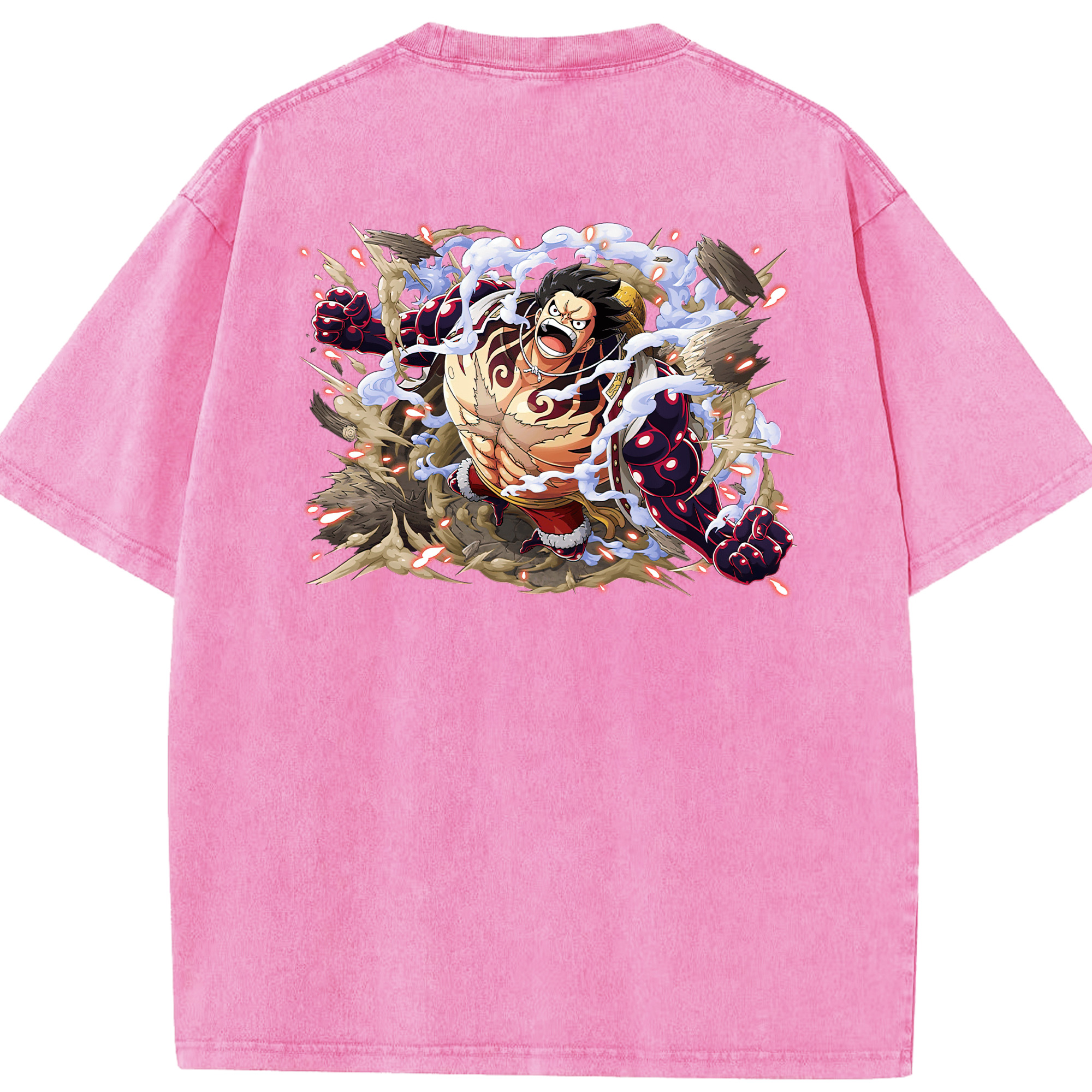 ワンピース モンキー・D・ルフィ ONE PIECE Monkey D. Luffy 綿100% ヴィンテージ風 半袖Tシャツ（背面プリント）